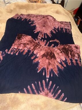 Tie-Dye Navy and Mauve Maxi Dress - Women's Flowing Summer Dress